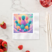 Serviette En Papier Ananas coloré (En situation)