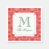 Serviette En Papier Ananas de Noël festif Monogramme (Devant)