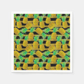 Serviette En Papier Ananas D'Or Sur Les Grilles | Monogramme (Devant)