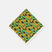 Serviette En Papier Ananas D'Or Sur Les Grilles | Monogramme (Coin)