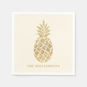 Serviette En Papier Ananas d'or Tropical (Devant)
