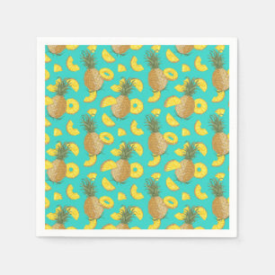 Serviette En Papier Ananas En Couleur Turquoise
