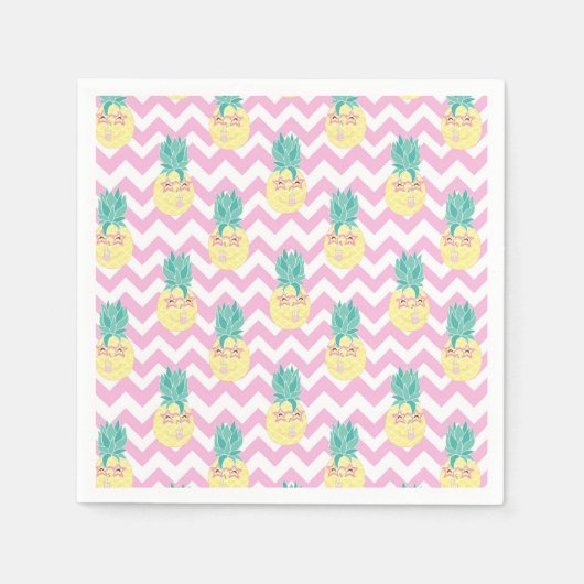 Serviette En Papier Ananas et Chevron (Devant)