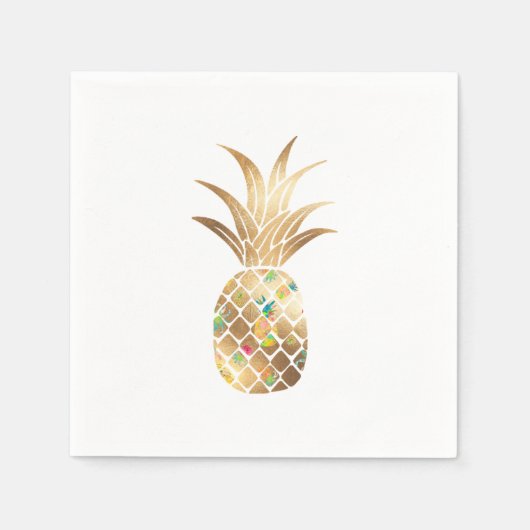 Serviette En Papier Ananas, Faux Gold+Collage (Devant)