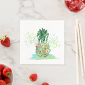 Serviette En Papier Ananas Fleurs hawaïennes tropicales ALOHA (En situation)