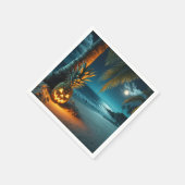 Serviette En Papier Ananas Jack-o-lanterne Sur Une Plage (Coin)