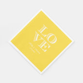 Serviette En Papier Ananas Jaune AMOUR Blanc serviettes (Coin)