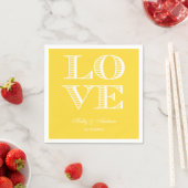 Serviette En Papier Ananas Jaune AMOUR Blanc serviettes (En situation)