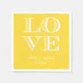 Serviette En Papier Ananas Jaune AMOUR Blanc serviettes (Devant)
