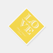 Serviette En Papier Ananas Jaune AMOUR Blanc serviettes (Coin)