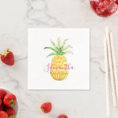 Serviette En Papier Ananas jaune personnalisé (En situation)