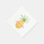 Serviette En Papier Ananas jaune personnalisé (Coin)