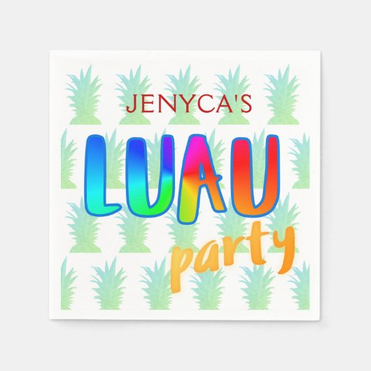 Serviette En Papier Ananas Kitschy Luau Party Napkins (Devant)