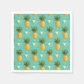 Serviette En Papier Ananas Lumineux Sur Motif Géométrique (Devant)