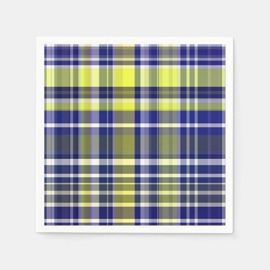 Serviette En Papier Ananas Marine Bleu Blanc Preppy Madras Plaid (Devant)
