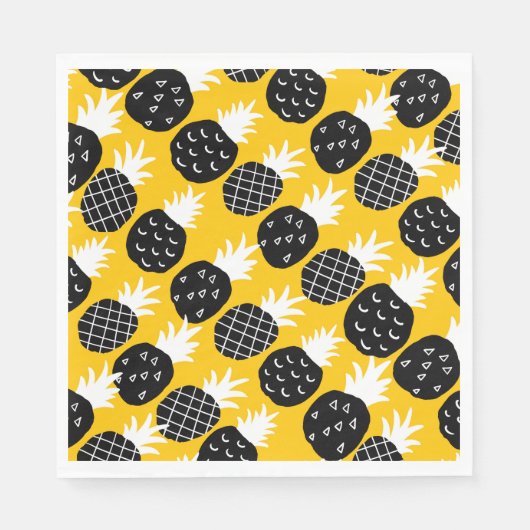 Serviette En Papier Ananas noir (Devant)