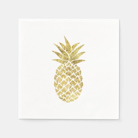 Serviette En Papier Ananas Or Moderne (Devant)