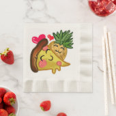 Serviette En Papier Ananas Pizza Love (En situation)