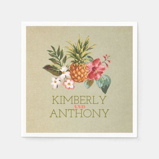 Serviette En Papier ananas plage tropicale destination mariage (Devant)