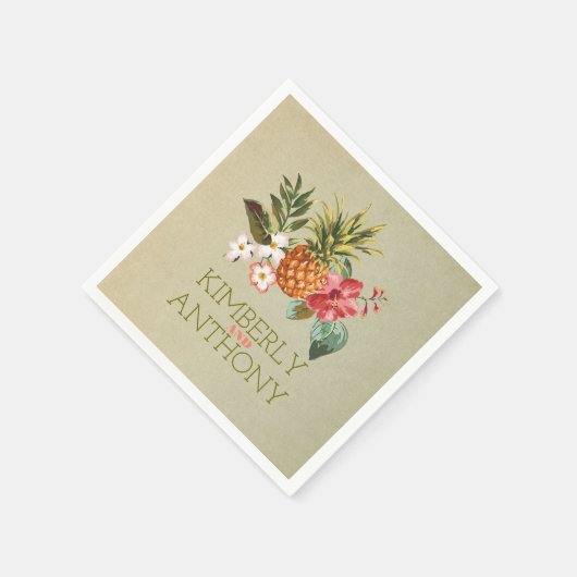 Serviette En Papier ananas plage tropicale destination mariage (Coin)