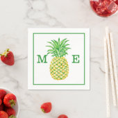 Serviette En Papier Ananas Preppy Couple Deux Monogrammes Initiaux (En situation)