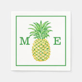 Serviette En Papier Ananas Preppy Couple Deux Monogrammes Initiaux (Devant)
