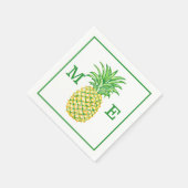 Serviette En Papier Ananas Preppy Couple Deux Monogrammes Initiaux (Coin)