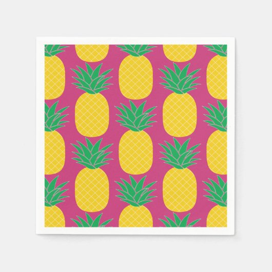 Serviette En Papier Ananas rose Tropical (Devant)