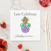 Serviette En Papier Ananas rose tropicale (En situation)