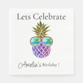 Serviette En Papier Ananas rose tropicale (Devant)