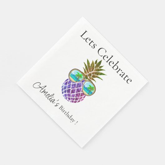 Serviette En Papier Ananas rose tropicale (Coin)