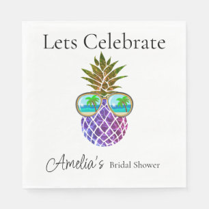 Serviette En Papier Ananas rose tropicale