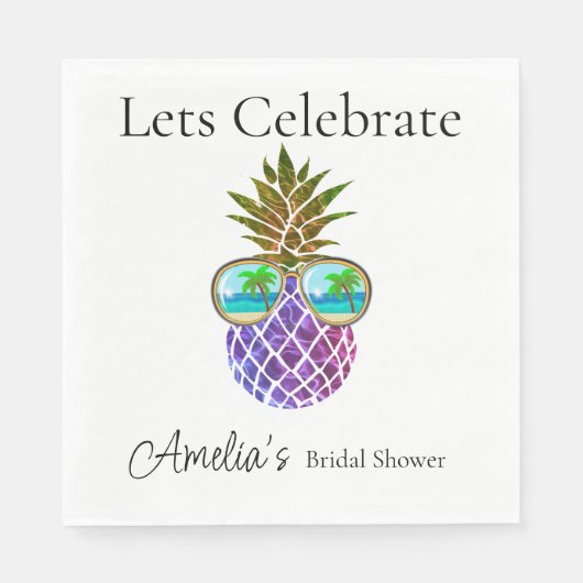 Serviette En Papier Ananas rose tropicale (Devant)