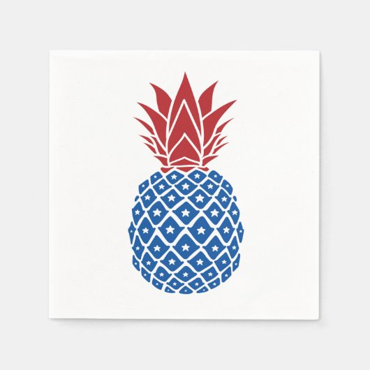 Serviette En Papier Ananas rouge blanc et bleu (Devant)