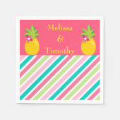 Serviette En Papier Ananas sur arrière - plan rose (Devant)