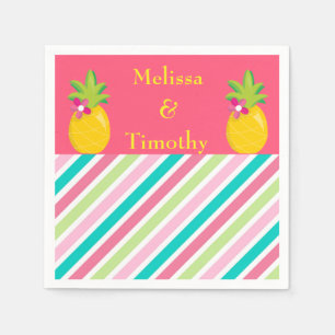 Serviette En Papier Ananas sur arrière - plan rose