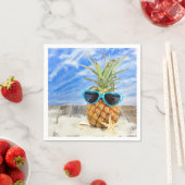 Serviette En Papier ananas tropical avec lunettes de soleil (En situation)