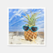 Serviette En Papier ananas tropical avec lunettes de soleil (Devant)
