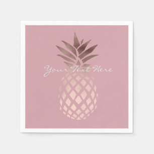 Serviette En Papier ananas tropical d'or rose clair élégant de faux