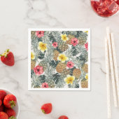 Serviette En Papier Ananas Tropical Floral Feuille Exotic Party (En situation)