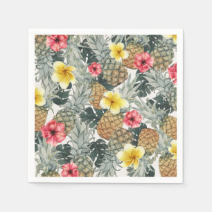 Serviette En Papier Ananas Tropical Floral Feuille Exotic Party