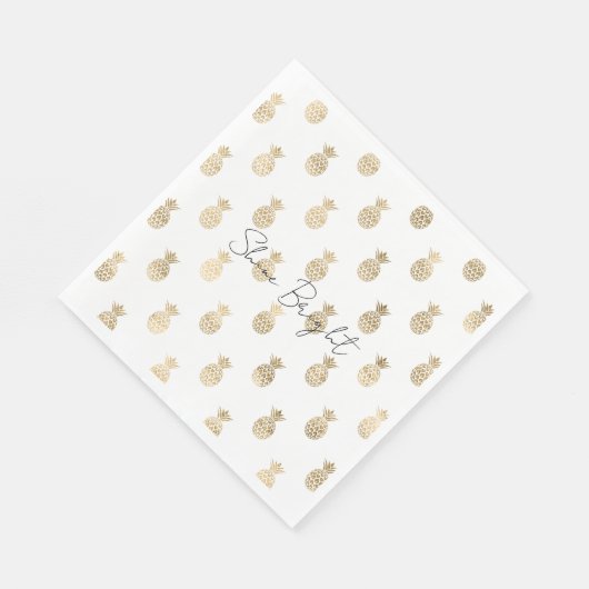 Serviette En Papier Ananas Tropical Gold (Coin)