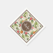 Serviette En Papier Ananas tropicale exotique Floral Monogramme Brown (Coin)