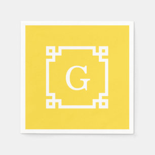 Serviette En Papier Ananas Wht cadre clé grecque #2 Monogramme initial
