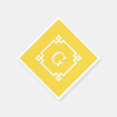 Serviette En Papier Ananas Wht cadre clé grecque #2 Monogramme initial (Coin)