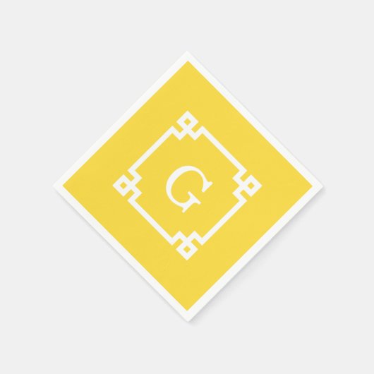 Serviette En Papier Ananas Wht cadre clé grecque #2 Monogramme initial (Coin)