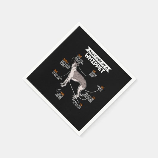 Serviette En Papier Anatomie D'Un Chien Whippet (Coin)