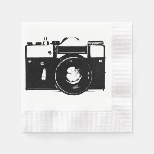 Serviette En Papier Ancien appareil photo reflex monochrome rétro (Devant)