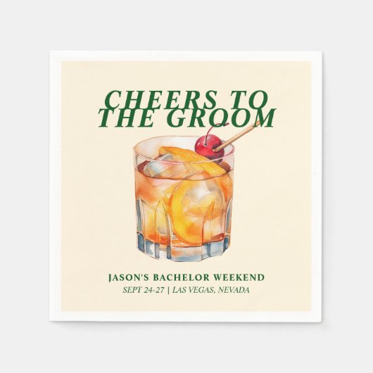 Serviette En Papier Ancien Cocktail Bachelor Week-end (Devant)