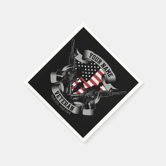 Serviette En Papier Ancien combattant américain personnalisé Fière Vet (Coin)